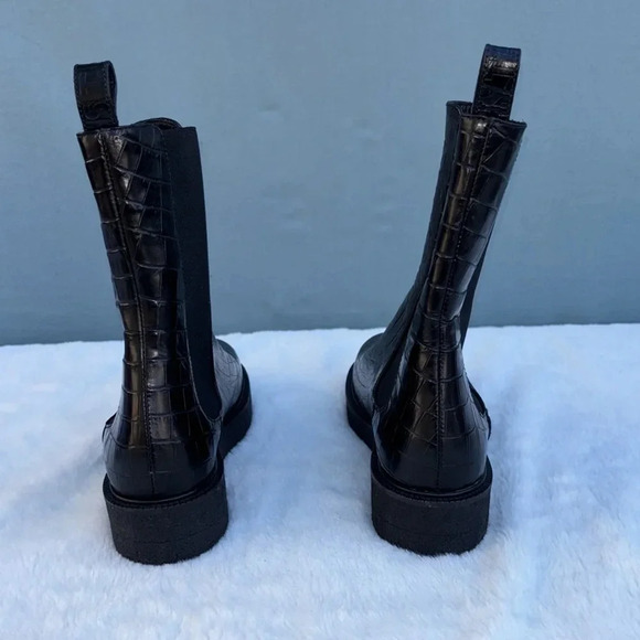 NWOT STAUD Palamino Chelsea Boot CROC-EMBOSSED PLATFORM BLACK Size EU 35 - Picture 4 of 8